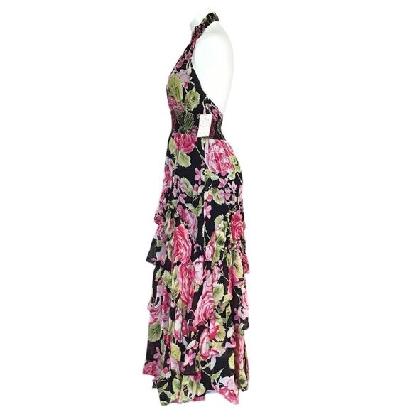 Free People Black Floral In Full Bloom Flowy Maxi Dress New Size XS - Picture 5 of 15